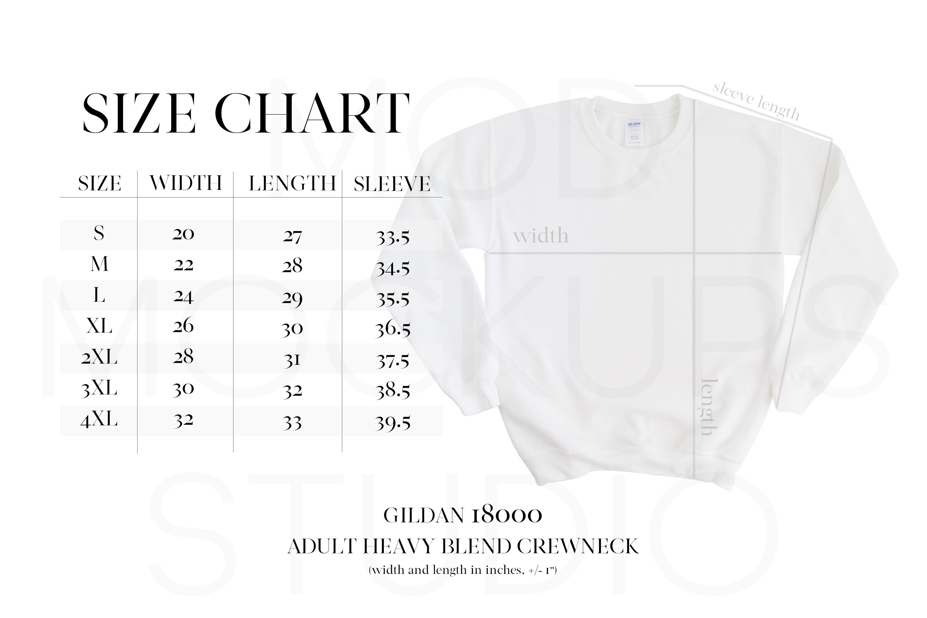 Gildan size outlet chart crewneck